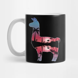 Llama Beautiful Sunset Beach Palm Tree Mug